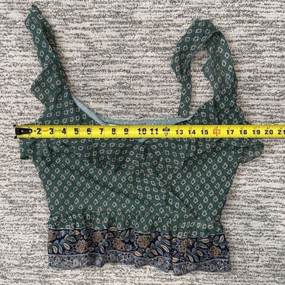 New Veronica Beard Randa Paisley Ruffle Trim Peplum Top Green Size 8 Silk - Picture 8 of 14